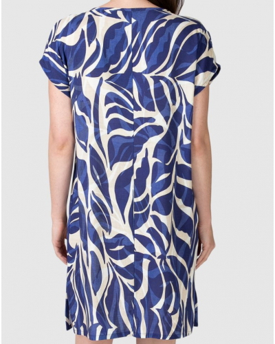 Vestido de Playa de Manga Corta Sea Vibes Massana (Imprimé Bleu)
