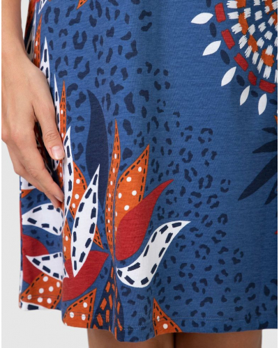 Vestido de Playa Sin Mangas Feuilles Massana 100% Algodón (Azul)