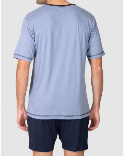 Pijama Corto de Algodón y Modal Astronauta Massana (Azul)