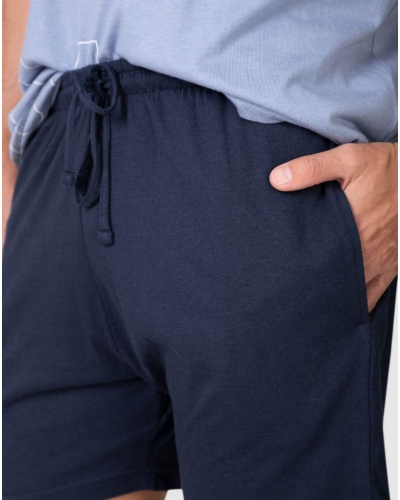 Pyjama court coton et modal Astronaute Massana (Bleu)