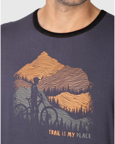 Pyjama court col rond Trail is my place Massana (Gris)