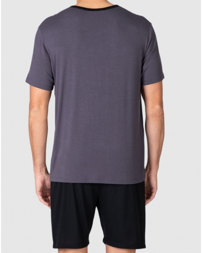 Short pajamas with round neck Trail is my place Massana (Gris)