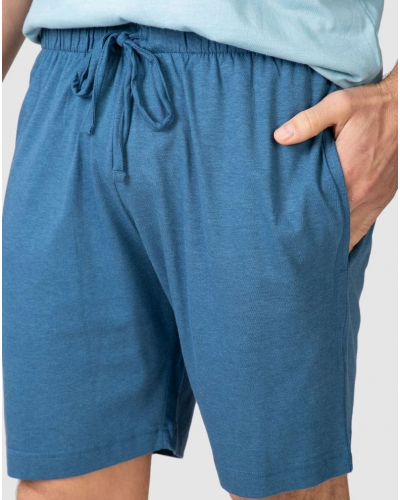 Pijama corto de algodón con cuello abotonado The Perfect Swing Massana (Azul Medio)