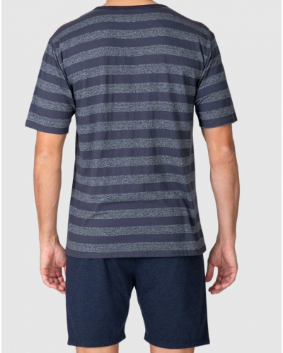 Short cotton striped nautique pajamas Massana (Marine)