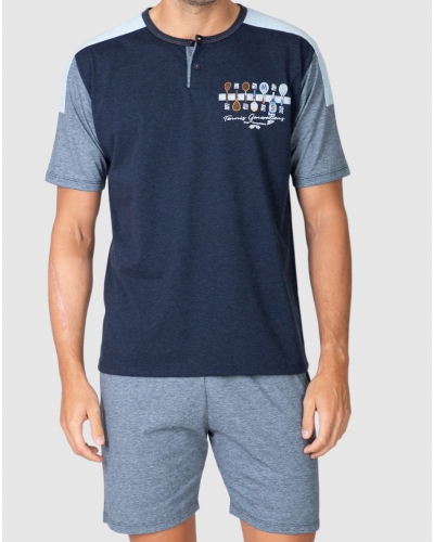Pijama corto de algodón con cuello abotonado Tennis Generations Massana (Melange Navy)