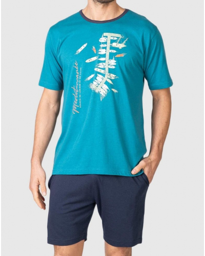 Short Pajama Mediterranean Cotton Massana (Dark Green)