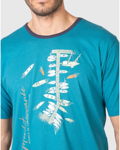 Short Pajama Mediterranean Cotton Massana (Dark Green)