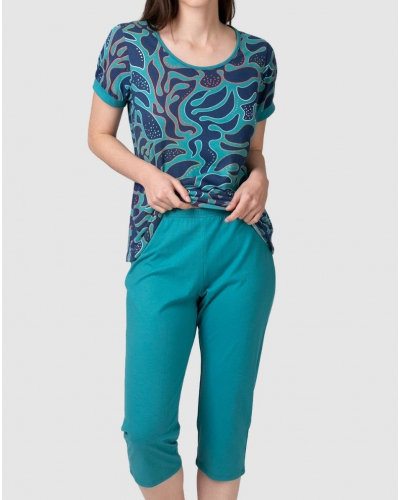 Pyjama court 100% coton Massana (Petrol)