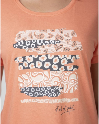 Short Pyjamas with Round Neck in Cotton and Modal Massana (Coral)