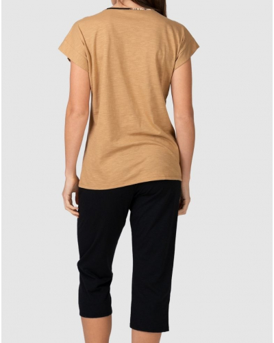Pyjama court 100% coton Take It Easy Massana (Camel)