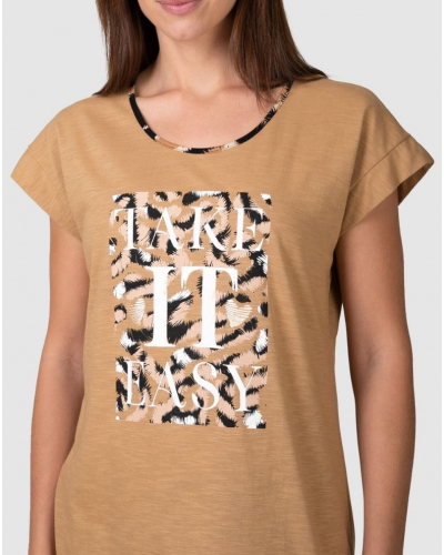 Pyjama court 100% coton Take It Easy Massana (Camel)