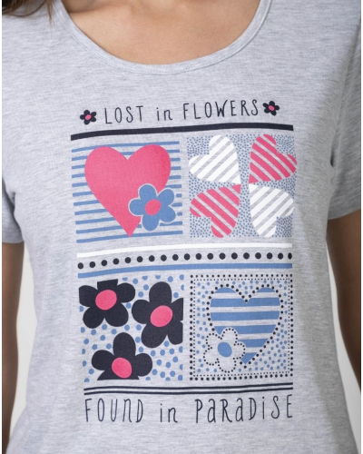 Pijama corto Lost In Flowers 100% algodón Massana (Gris Vigoré)