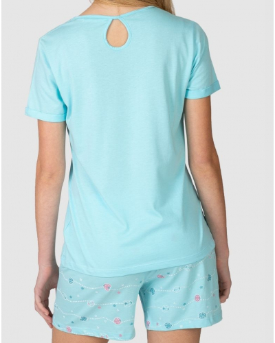 Pyjjama court Coccinelle Coton Massana (Turquoise)