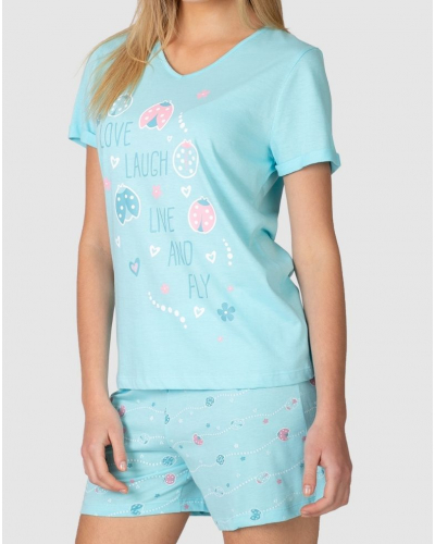 Pyjjama court Coccinelle Coton Massana (Turquoise)