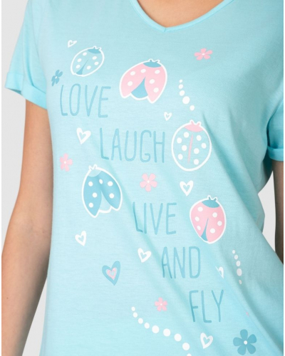 Pyjjama court Coccinelle Coton Massana (Turquoise)