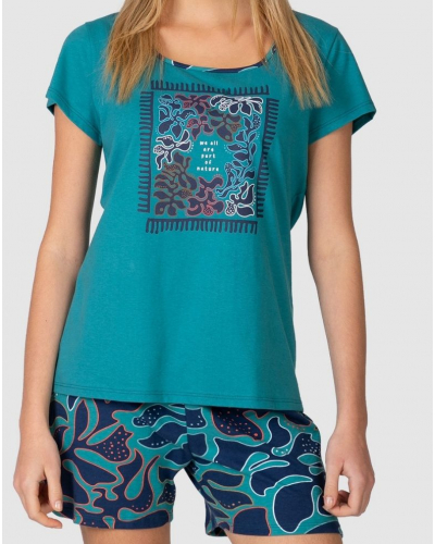 Nature short pajamas 100% Cotton Massana (Petrol)