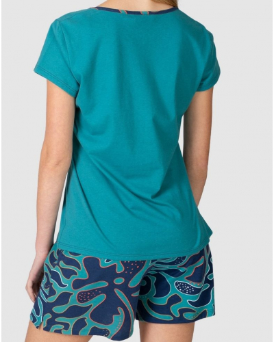 Nature short pajamas 100% Cotton Massana (Petrol)