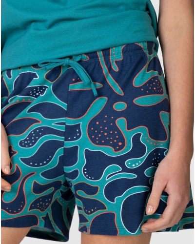 Pyjama court Nature 100% coton Massana (Petrol)