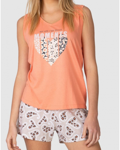 Pyjama court Massana Moments Coton (Coral)
