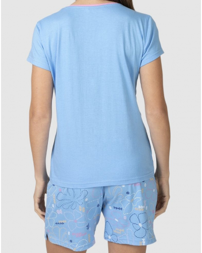 Pyjama court nature 100% coton Massana (Bleu)