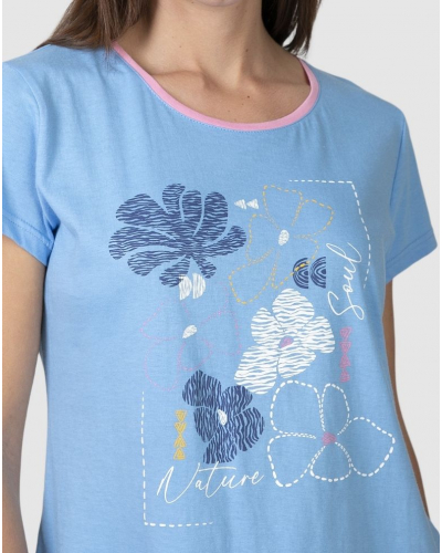 Short pyjama nature 100% cotton Massana (Bleu)