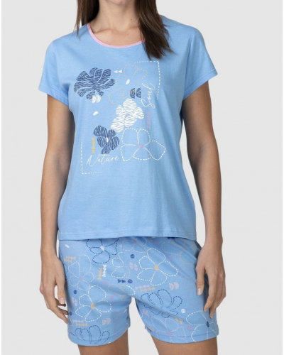 Short pyjama nature 100% cotton Massana (Bleu)