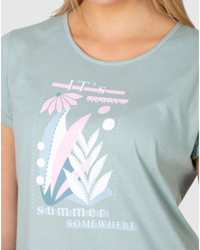 Pyjama court Summer 100% coton Massana (Kaki)