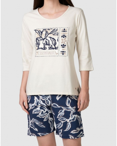 Massana Essentiality Short Pajama with Crew Neck 100% Cotton (Ecru)