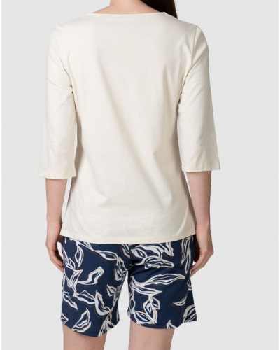 Pyjama court col O Essentiality 100% coton Massana (Ecru)