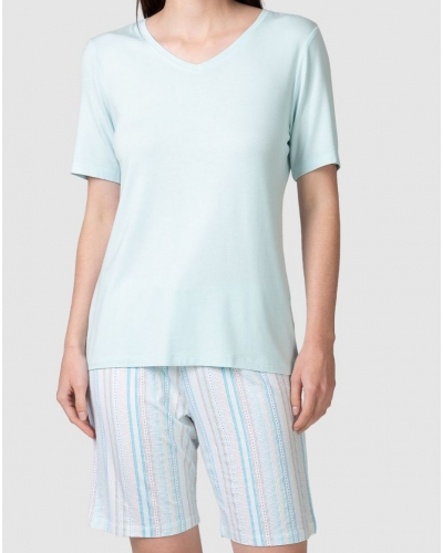 Short-sleeve V-neck Modal pyjama Massana (Turquoise)