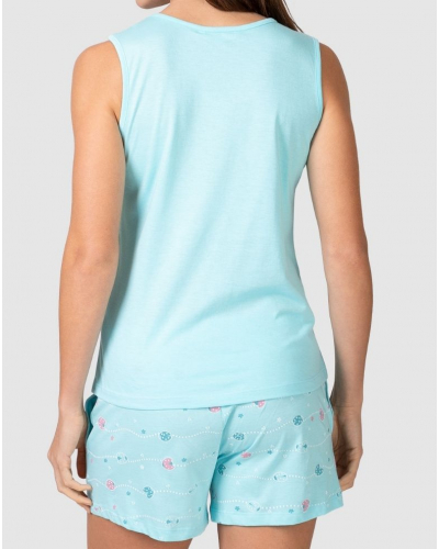 Pijama corto con camiseta de tirantes Love Story Algodón y Modal Massana (Turquesa)