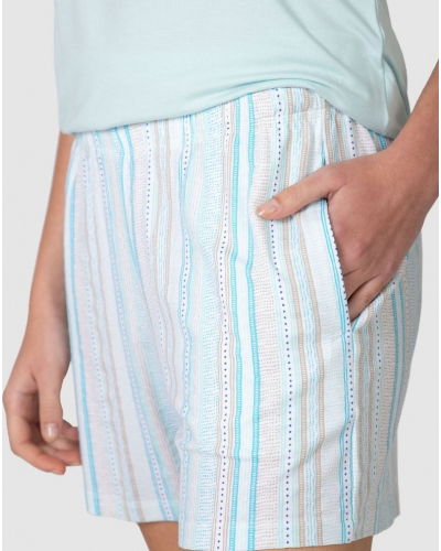 Pyjama court débardeur boutonné Modal Massana (Turquoise)