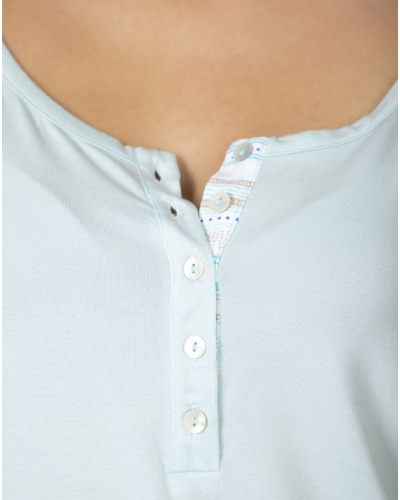 Short pyjama buttoned tank top Modal Massana (Turquoise)