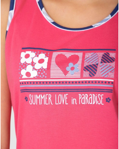 Pijama corto con camiseta de tirantes cuello redondo Algodón Massana (Fucsia)