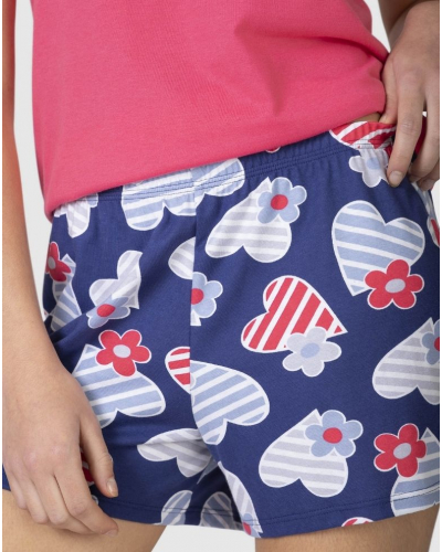 Pijama corto con camiseta de tirantes cuello redondo Algodón Massana (Fucsia)