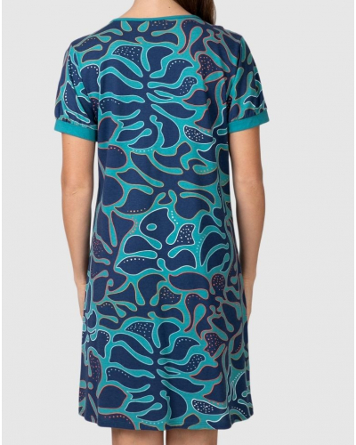 Liquette boutonnée col rond 100% coton Massana (Petrol)