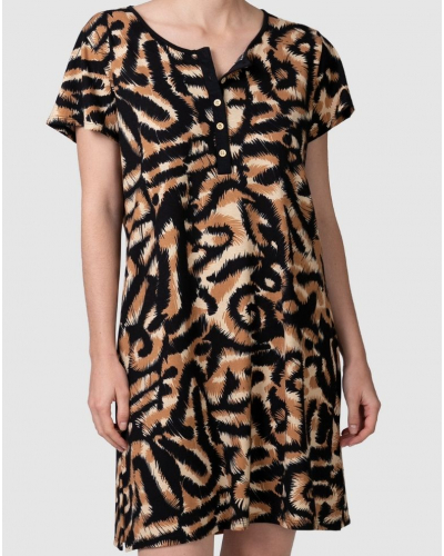 Massana Buttoned Nightshirt 100% Cotton (Camel)