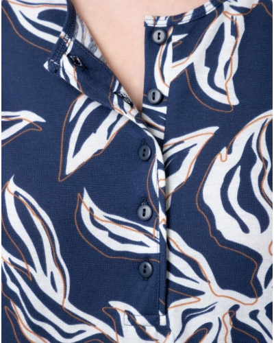 Camisón abotonado de manga corta 100% algodón Massana (Índigo)