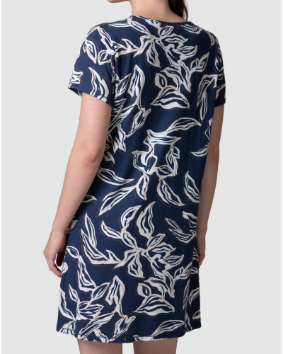 Camisón abotonado de manga corta 100% algodón Massana (Índigo)