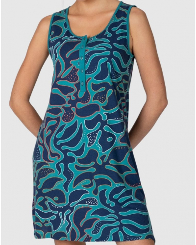 Camisón abotonado 100% algodón Massana (Petrol)