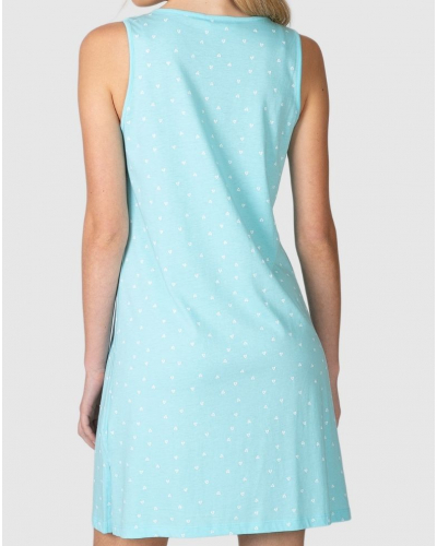 Camisón abotonado corazones algodón y modal Massana (Turquoise)