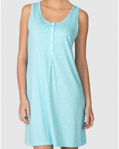 Camisón abotonado corazones algodón y modal Massana (Turquoise)