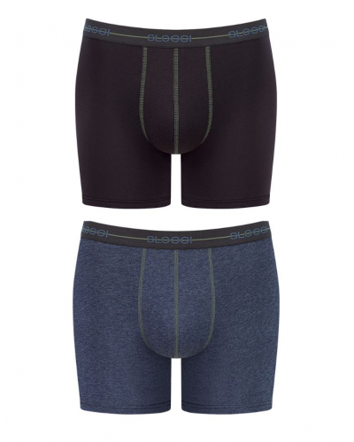 Paquete de 2 boxers largos Sloggi for Men Start (Noir/Bleu chiné)