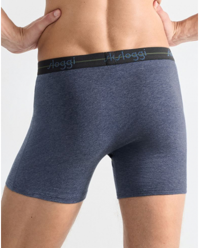 Pack of 2 long boxers Sloggi for Men Star (Noir/Bleu chiné)