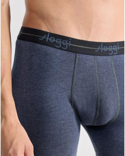 Pack of 2 long boxers Sloggi for Men Star (Noir/Bleu chiné)