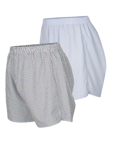 Lot de 2 caleçons 100% Coton Eminence Chaine et Trame (Carreaux bordeaux/Ciel)