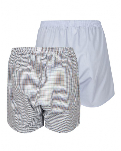 Lot de 2 caleçons 100% Coton Eminence Chaine et Trame (Carreaux bordeaux/Ciel)