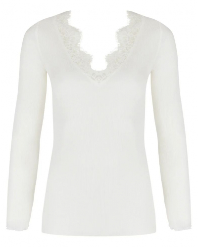 Long sleeves tee-shirt wool and silk Lise Charmel Plaisir Caresse (Ecru Nacre)