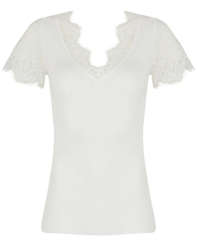 Short sleeves tee-shirt wool and silk Lise Charmel Plaisir Caresse (Ecru Nacre)