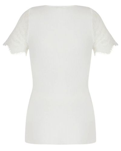 Short sleeves tee-shirt wool and silk Lise Charmel Plaisir Caresse (Ecru Nacre)